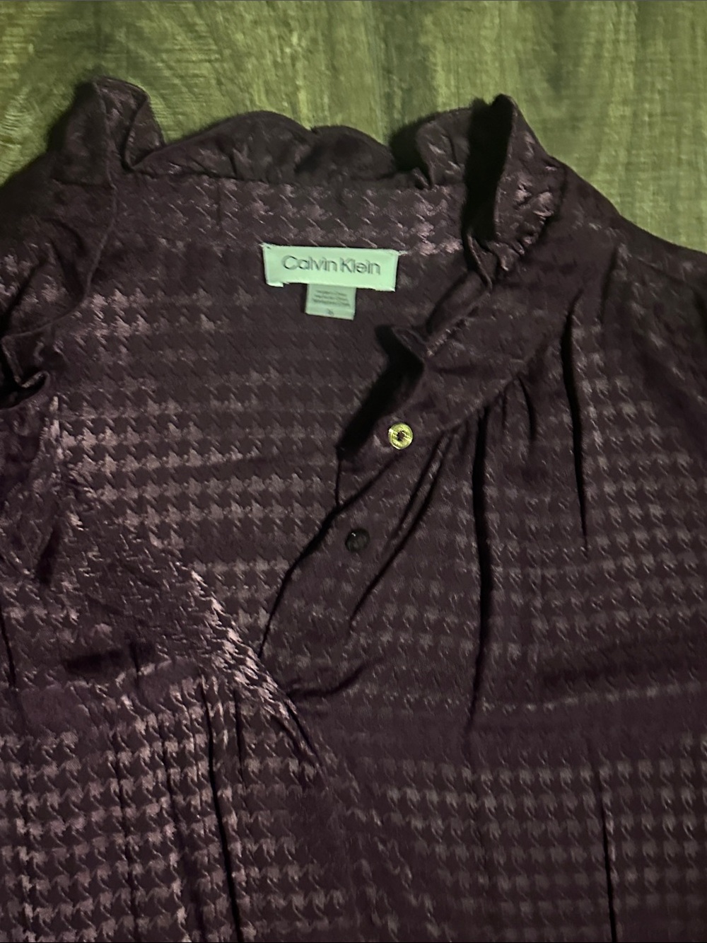 Calvin Klein Plum Long-Sleeve Midi Dress with Waist Tie - Picture 3 of 4